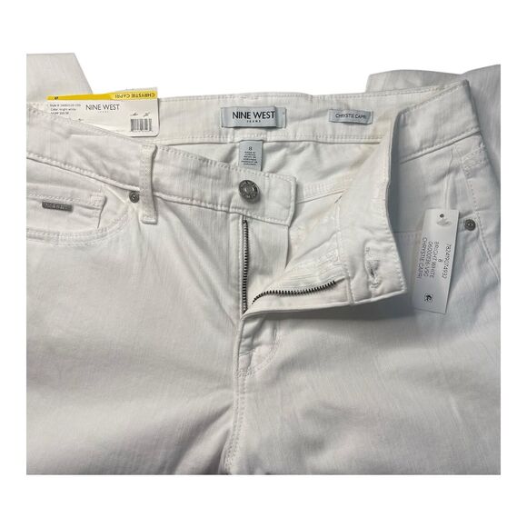 NWT Nine West Chrystie Capri Womens Size 8 Bright White Mid Rise Stretch - Picture 6 of 10